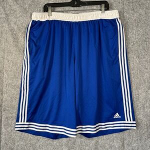 VTG Adidas Shorts Mens 2XL Blue Satin Shiny Dazzle Climacool Basketball Y2K